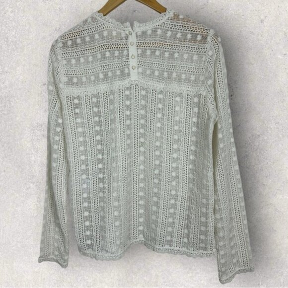 Sezane Madeleine Blouse Ecru Size 36 French US 4 Lace Embroidered Top Ruffle Dot - Picture 7 of 16